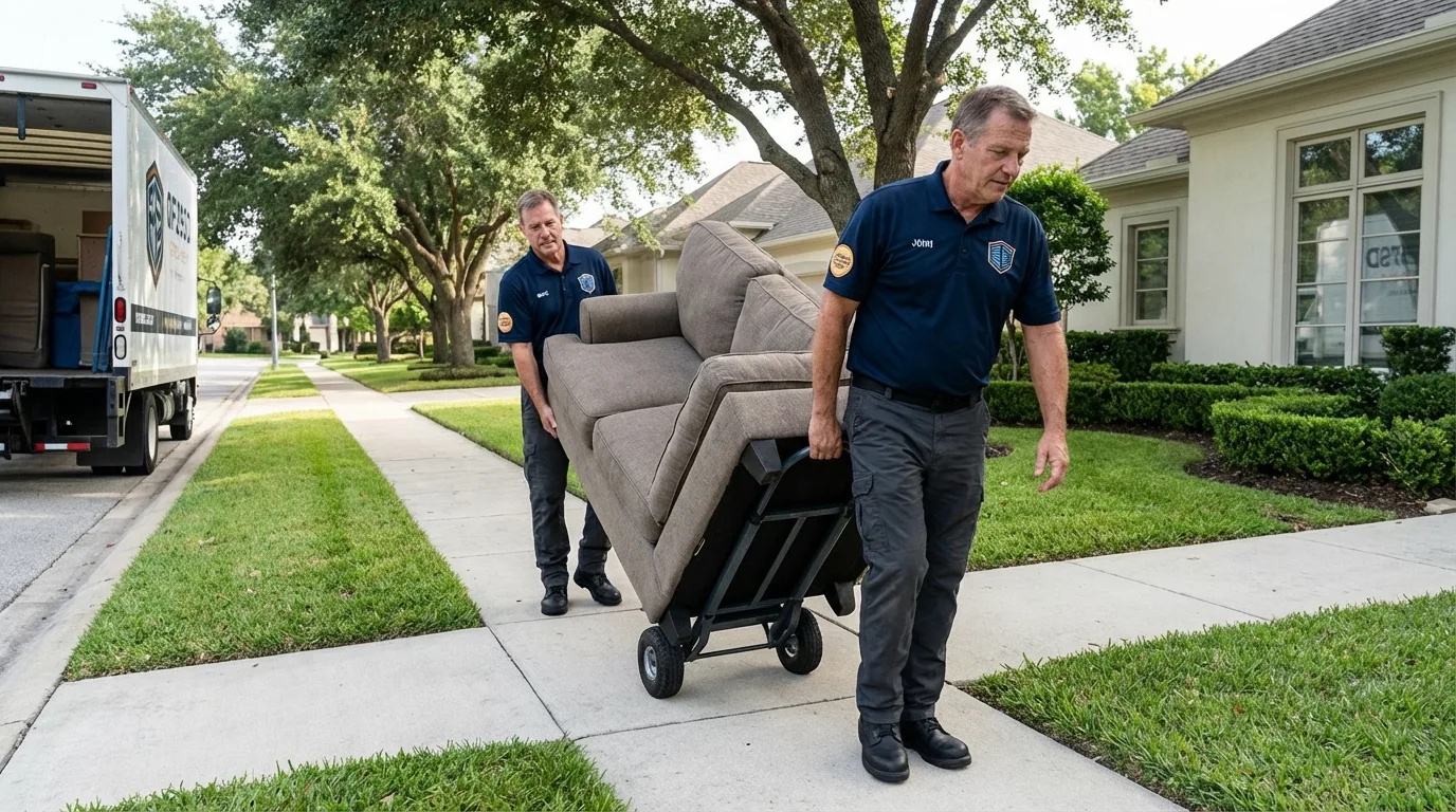 Local residential moving crew loading furniture in Crystal River, FL