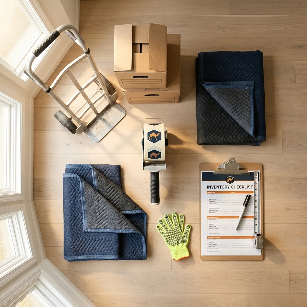 Professional moving supplies and packing materials layout for Crystal River residential relocations